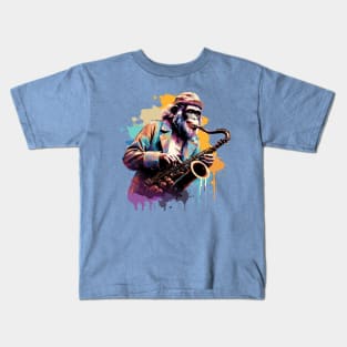 Monkey Playing Saxophone Kids T-Shirt